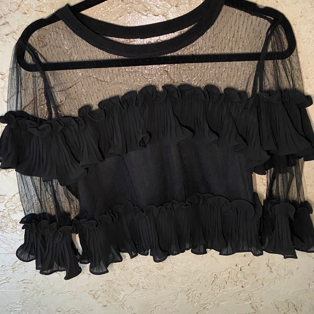 Black Ruffle Top - Picture 3 of 3